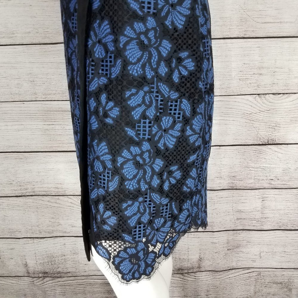 NEW Harlyn L Two Tone Lace Cocktail Sheath Dress Surplice Neck - Picture 7 of 14
